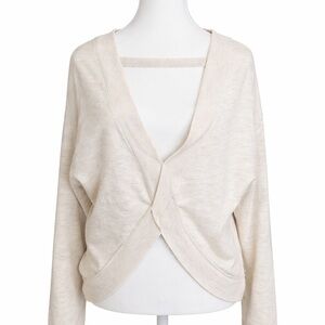 Dex Plus Oatmeal Heather Wrap Front Cardigan | XL ( US 14-16)